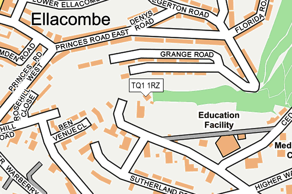TQ1 1RZ map - OS OpenMap – Local (Ordnance Survey) TQ1 1RZ map - OS OpenMap – Local (Ordnance Survey)