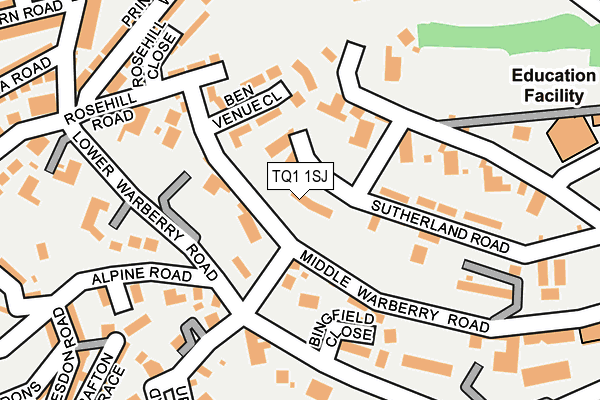 TQ1 1SJ map - OS OpenMap – Local (Ordnance Survey) TQ1 1SJ map - OS OpenMap – Local (Ordnance Survey)