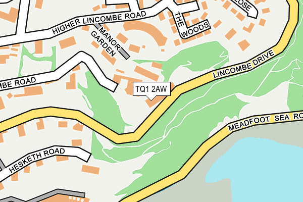 TQ1 2AW map - OS OpenMap – Local (Ordnance Survey) TQ1 2AW map - OS OpenMap – Local (Ordnance Survey)