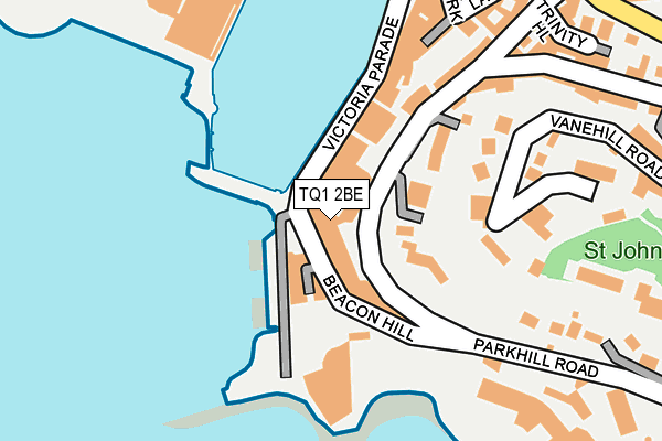 TQ1 2BE map - OS OpenMap – Local (Ordnance Survey) TQ1 2BE map - OS OpenMap – Local (Ordnance Survey)