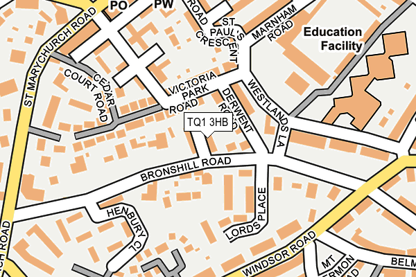 TQ1 3HB map - OS OpenMap – Local (Ordnance Survey) TQ1 3HB map - OS OpenMap – Local (Ordnance Survey)