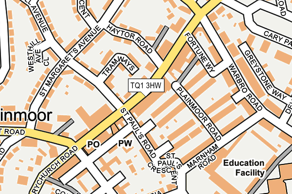TQ1 3HW map - OS OpenMap – Local (Ordnance Survey) TQ1 3HW map - OS OpenMap – Local (Ordnance Survey)