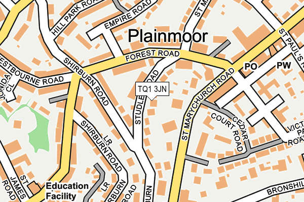 TQ1 3JN map - OS OpenMap – Local (Ordnance Survey) TQ1 3JN map - OS OpenMap – Local (Ordnance Survey)
