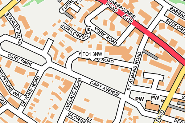 TQ1 3NW map - OS OpenMap – Local (Ordnance Survey) TQ1 3NW map - OS OpenMap – Local (Ordnance Survey)