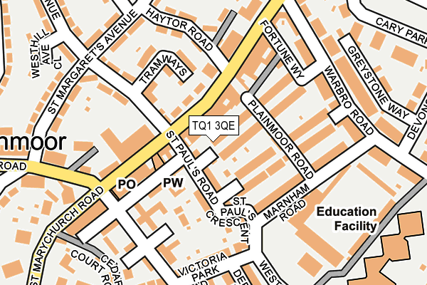 TQ1 3QE map - OS OpenMap – Local (Ordnance Survey) TQ1 3QE map - OS OpenMap – Local (Ordnance Survey)