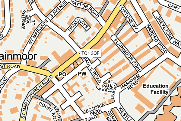 TQ1 3QF map - OS OpenMap – Local (Ordnance Survey) TQ1 3QF map - OS OpenMap – Local (Ordnance Survey)