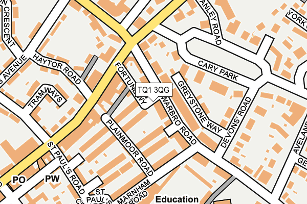 TQ1 3QG map - OS OpenMap – Local (Ordnance Survey) TQ1 3QG map - OS OpenMap – Local (Ordnance Survey)