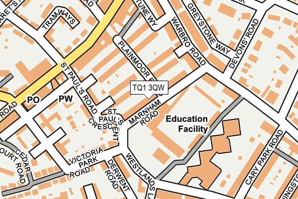 TQ1 3QW map - OS OpenMap – Local (Ordnance Survey) TQ1 3QW map - OS OpenMap – Local (Ordnance Survey)