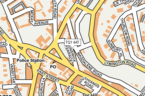 TQ1 4AT map - OS OpenMap – Local (Ordnance Survey) TQ1 4AT map - OS OpenMap – Local (Ordnance Survey)
