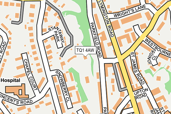 TQ1 4AW map - OS OpenMap – Local (Ordnance Survey) TQ1 4AW map - OS OpenMap – Local (Ordnance Survey)