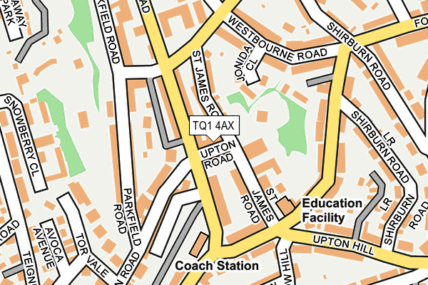 TQ1 4AX map - OS OpenMap – Local (Ordnance Survey) TQ1 4AX map - OS OpenMap – Local (Ordnance Survey)