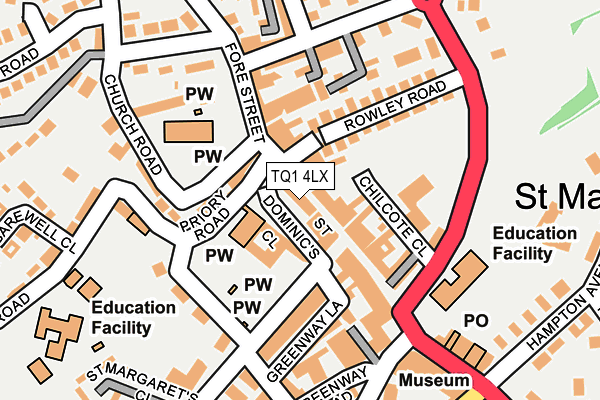 TQ1 4LX map - OS OpenMap – Local (Ordnance Survey) TQ1 4LX map - OS OpenMap – Local (Ordnance Survey)