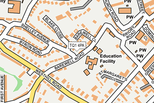 TQ1 4PA map - OS OpenMap – Local (Ordnance Survey) TQ1 4PA map - OS OpenMap – Local (Ordnance Survey)