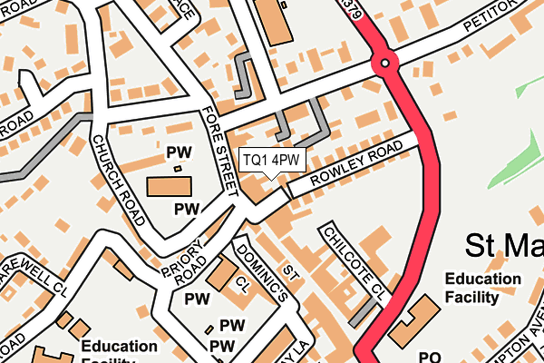 TQ1 4PW map - OS OpenMap – Local (Ordnance Survey)