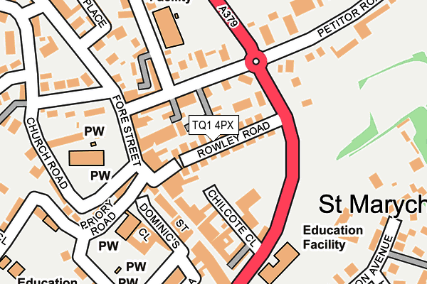 TQ1 4PX map - OS OpenMap – Local (Ordnance Survey) TQ1 4PX map - OS OpenMap – Local (Ordnance Survey)