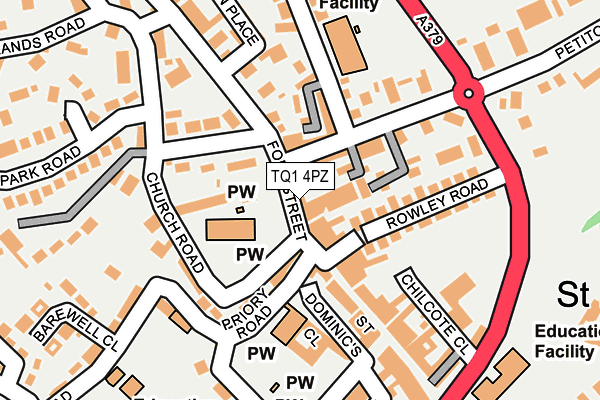 TQ1 4PZ map - OS OpenMap – Local (Ordnance Survey) TQ1 4PZ map - OS OpenMap – Local (Ordnance Survey)