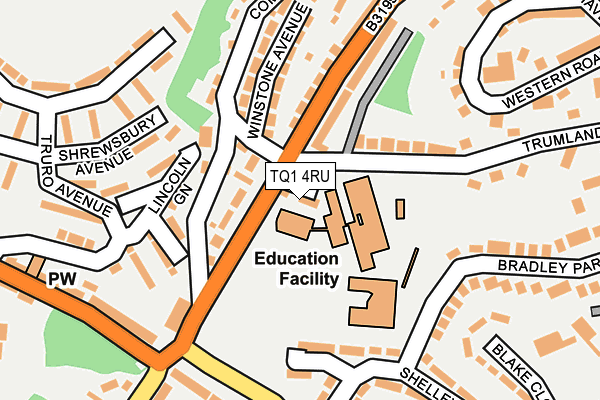 TQ1 4RU map - OS OpenMap – Local (Ordnance Survey)