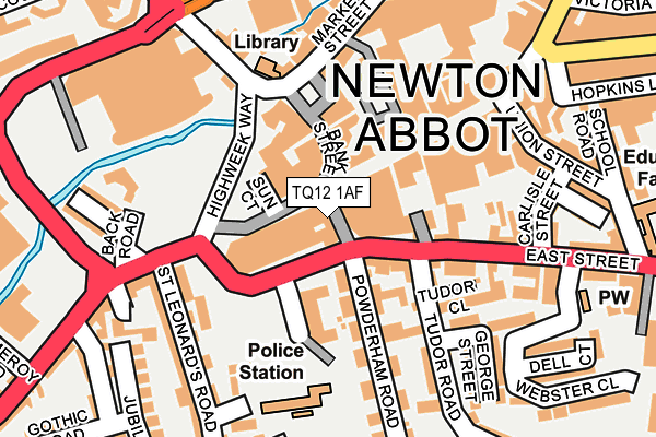 TQ12 1AF map - OS OpenMap – Local (Ordnance Survey) TQ12 1AF map - OS OpenMap – Local (Ordnance Survey)