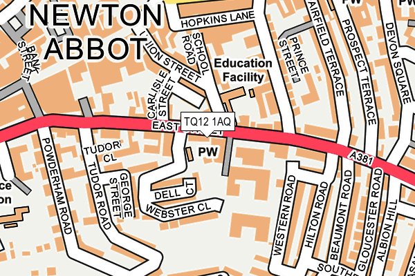TQ12 1AQ map - OS OpenMap – Local (Ordnance Survey)
