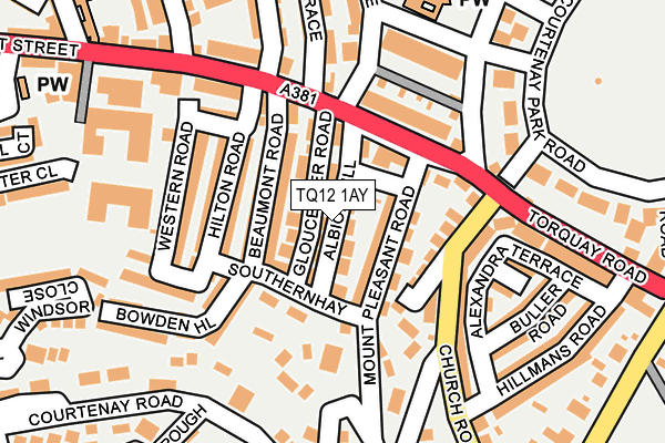 TQ12 1AY map - OS OpenMap – Local (Ordnance Survey) TQ12 1AY map - OS OpenMap – Local (Ordnance Survey)