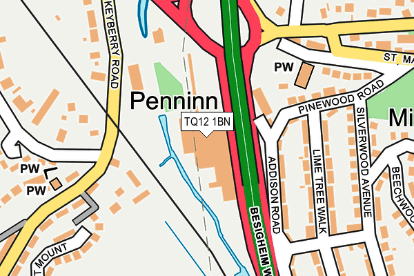 TQ12 1BN map - OS OpenMap – Local (Ordnance Survey) TQ12 1BN map - OS OpenMap – Local (Ordnance Survey)