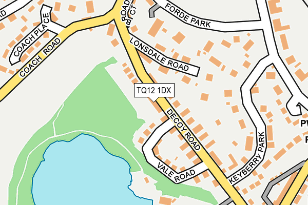TQ12 1DX map - OS OpenMap – Local (Ordnance Survey) TQ12 1DX map - OS OpenMap – Local (Ordnance Survey)
