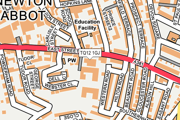 TQ12 1GJ map - OS OpenMap – Local (Ordnance Survey)