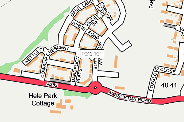 TQ12 1GT map - OS OpenMap – Local (Ordnance Survey)