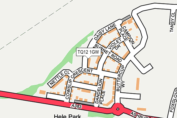 TQ12 1GW map - OS OpenMap – Local (Ordnance Survey)