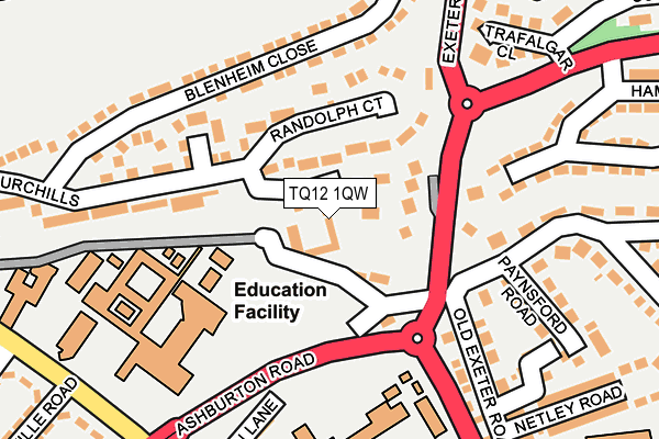 TQ12 1QW map - OS OpenMap – Local (Ordnance Survey)