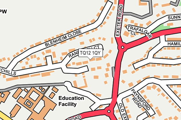 TQ12 1QY map - OS OpenMap – Local (Ordnance Survey)