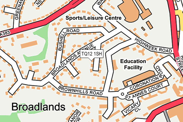 TQ12 1SH map - OS OpenMap – Local (Ordnance Survey) TQ12 1SH map - OS OpenMap – Local (Ordnance Survey)