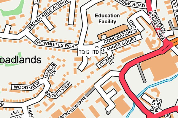 TQ12 1TD map - OS OpenMap – Local (Ordnance Survey) TQ12 1TD map - OS OpenMap – Local (Ordnance Survey)