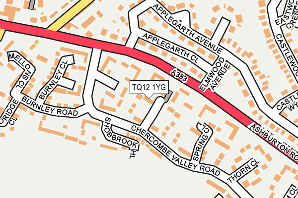 TQ12 1YG map - OS OpenMap – Local (Ordnance Survey) TQ12 1YG map - OS OpenMap – Local (Ordnance Survey)