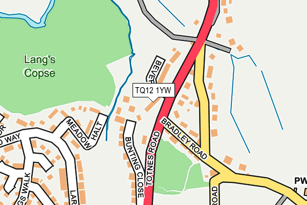 TQ12 1YW map - OS OpenMap – Local (Ordnance Survey) TQ12 1YW map - OS OpenMap – Local (Ordnance Survey)