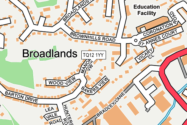 TQ12 1YY map - OS OpenMap – Local (Ordnance Survey) TQ12 1YY map - OS OpenMap – Local (Ordnance Survey)