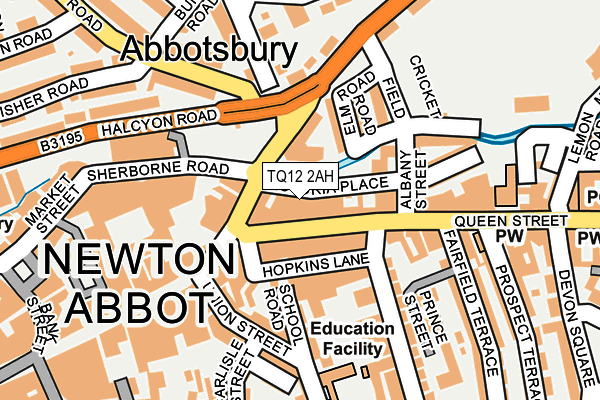 TQ12 2AH map - OS OpenMap – Local (Ordnance Survey)