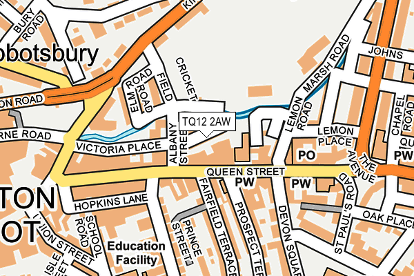 TQ12 2AW map - OS OpenMap – Local (Ordnance Survey) TQ12 2AW map - OS OpenMap – Local (Ordnance Survey)