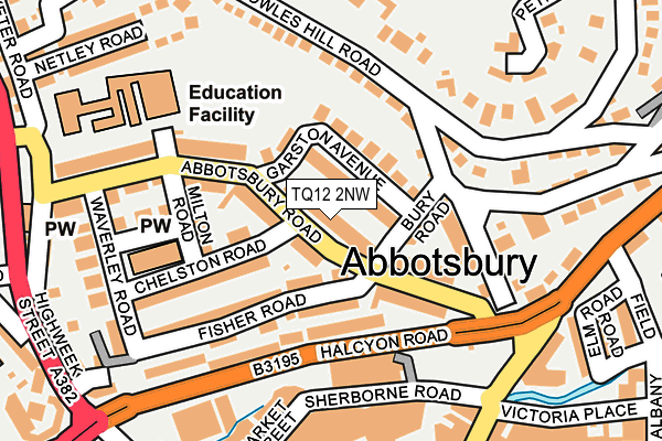 TQ12 2NW map - OS OpenMap – Local (Ordnance Survey) TQ12 2NW map - OS OpenMap – Local (Ordnance Survey)