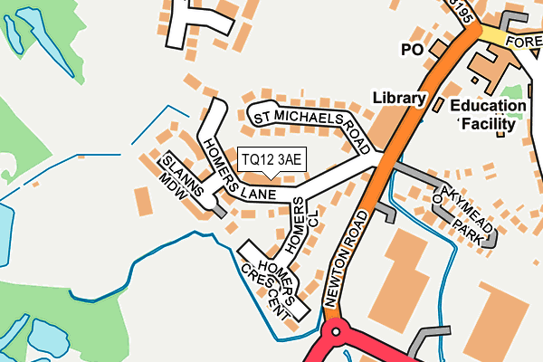 TQ12 3AE map - OS OpenMap – Local (Ordnance Survey) TQ12 3AE map - OS OpenMap – Local (Ordnance Survey)