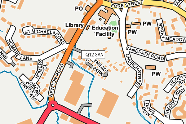 TQ12 3AN map - OS OpenMap – Local (Ordnance Survey) TQ12 3AN map - OS OpenMap – Local (Ordnance Survey)