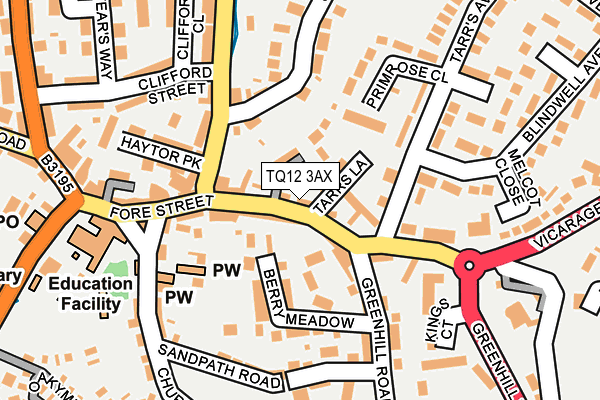 TQ12 3AX map - OS OpenMap – Local (Ordnance Survey) TQ12 3AX map - OS OpenMap – Local (Ordnance Survey)