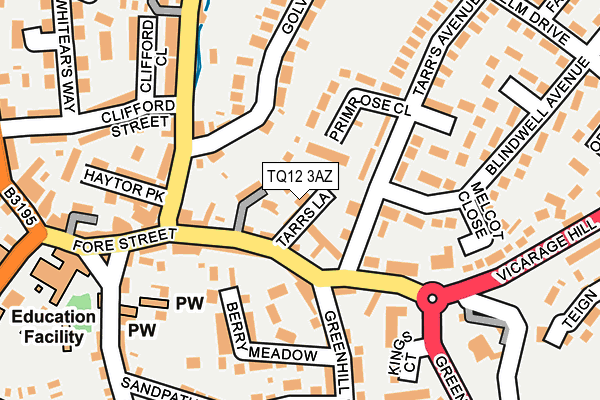 TQ12 3AZ map - OS OpenMap – Local (Ordnance Survey) TQ12 3AZ map - OS OpenMap – Local (Ordnance Survey)