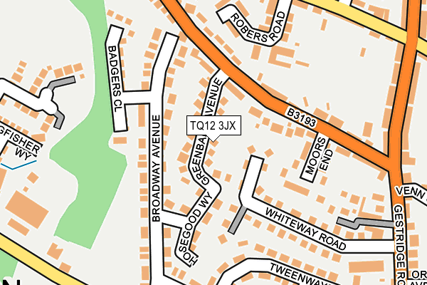 TQ12 3JX map - OS OpenMap – Local (Ordnance Survey) TQ12 3JX map - OS OpenMap – Local (Ordnance Survey)