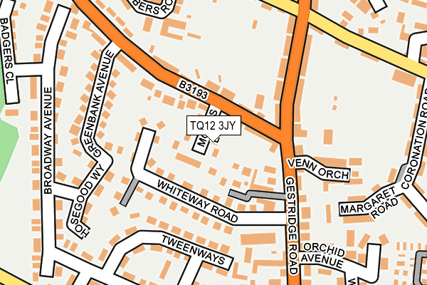 TQ12 3JY map - OS OpenMap – Local (Ordnance Survey) TQ12 3JY map - OS OpenMap – Local (Ordnance Survey)