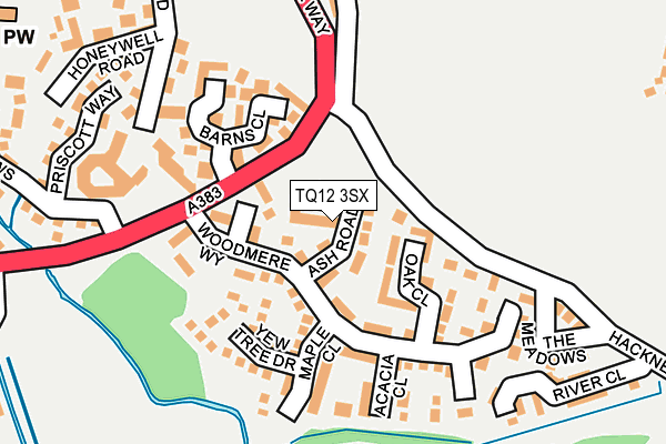 TQ12 3SX map - OS OpenMap – Local (Ordnance Survey) TQ12 3SX map - OS OpenMap – Local (Ordnance Survey)