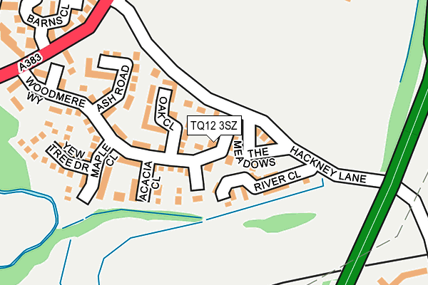 TQ12 3SZ map - OS OpenMap – Local (Ordnance Survey) TQ12 3SZ map - OS OpenMap – Local (Ordnance Survey)
