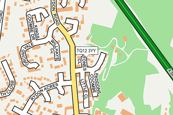 TQ12 3YY map - OS OpenMap – Local (Ordnance Survey) TQ12 3YY map - OS OpenMap – Local (Ordnance Survey)