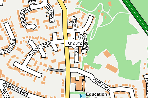 TQ12 3YZ map - OS OpenMap – Local (Ordnance Survey) TQ12 3YZ map - OS OpenMap – Local (Ordnance Survey)