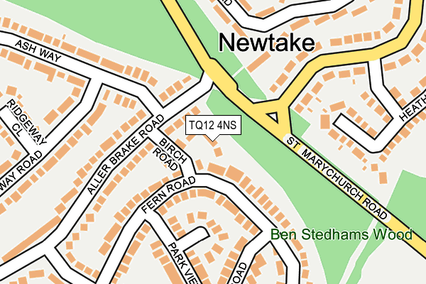 TQ12 4NS map - OS OpenMap – Local (Ordnance Survey) TQ12 4NS map - OS OpenMap – Local (Ordnance Survey)